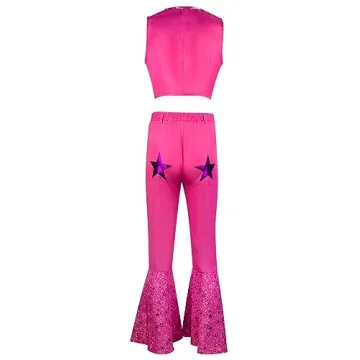 Zhazieon Pink Cowgirl 70s 80s Disco Costume with Style