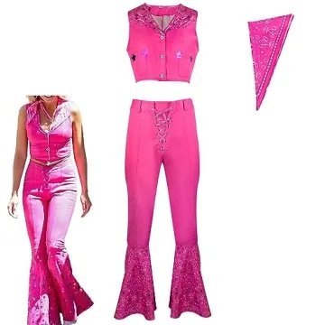 Zhazieon Pink Cowgirl 70s 80s Disco Costume with Style