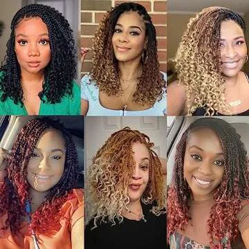 8 Packs Box Braids Crochet Hair With Curly Ends 12 Inch Goddess 3X Bohemian Braiding for Black Women