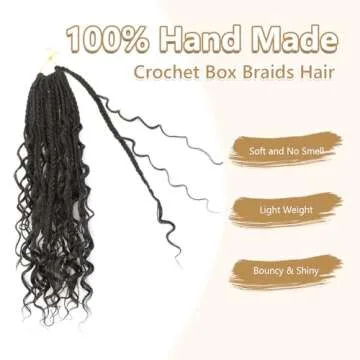 8 Packs Box Braids Crochet Hair With Curly Ends 12 Inch