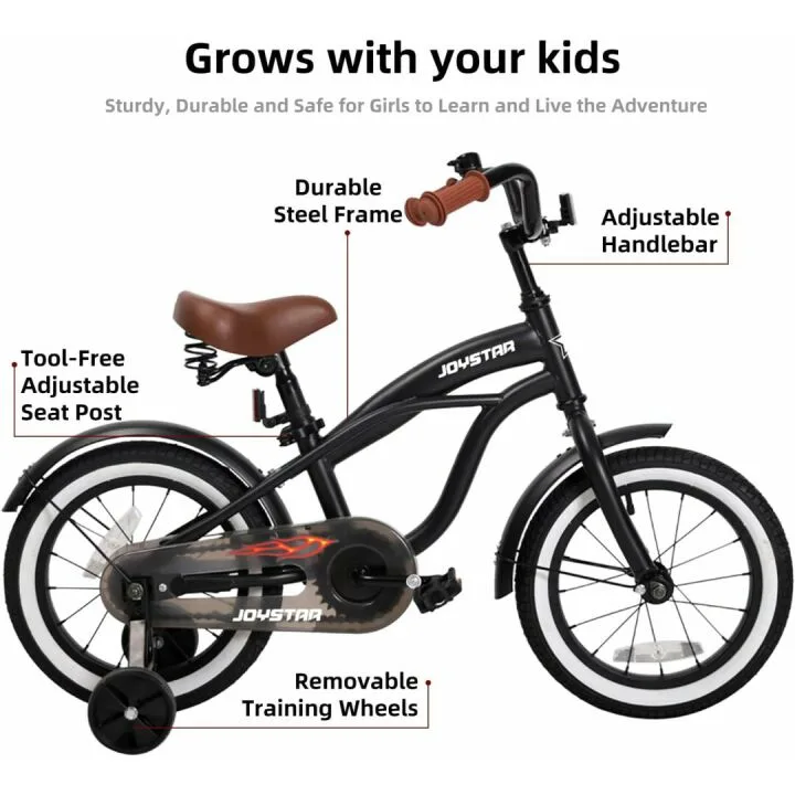 JOYSTAR 12-16" Kids Cruiser Bike with Training Wheels