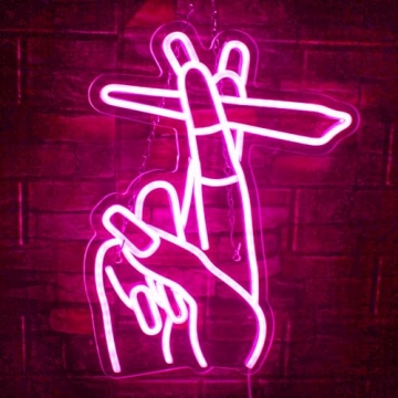WLHOPE Hand Neon Sign – Pink LED Wall Decor for All