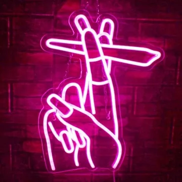 WLHOPE Hand Neon Signs - Pink LED Neon Signs for Home, Party & More