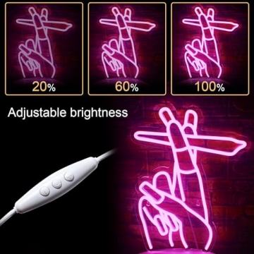 WLHOPE Hand Neon Sign – Pink LED Wall Decor for All