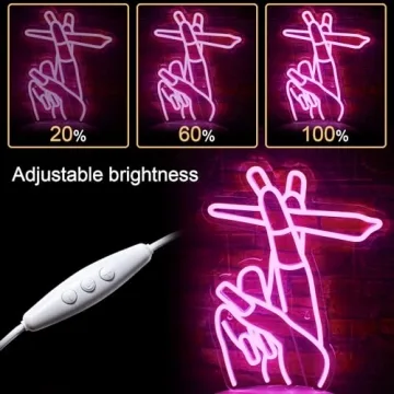 WLHOPE Hand Neon Sign – Pink LED Wall Decor for All