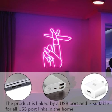 WLHOPE Hand Neon Sign – Pink LED Wall Decor for All