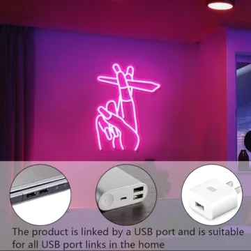 WLHOPE Hand Neon Sign – Pink LED Wall Decor for All