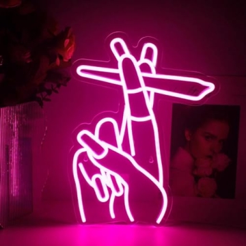 WLHOPE Hand Neon Sign – Pink LED Wall Decor for All
