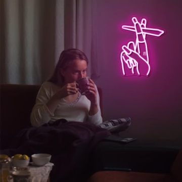 WLHOPE Hand Neon Sign – Pink LED Wall Decor for All