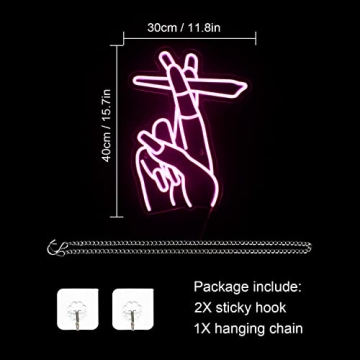 WLHOPE Hand Neon Sign – Pink LED Wall Decor for All