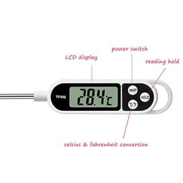 Instant Read Digital Meat Thermometer - Perfect for BBQ Cooking