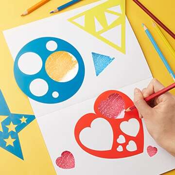 Colorful 12-Piece Geometric Stencils for Kids' Art