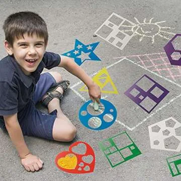 Colorful 12-Piece Geometric Stencils for Kids' Art