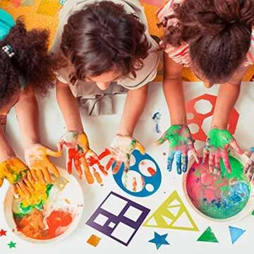 Colorful 12-Piece Geometric Stencils for Kids' Art