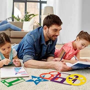 Colorful 12-Piece Geometric Stencils for Kids' Art
