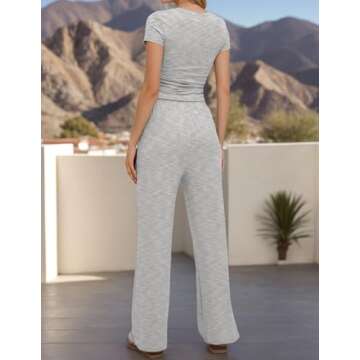 Cnlinkco Airplane Travel Outfits For Women Outfits for Women 2 Piece Sets Summer Lounge Matching Set...