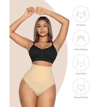 Lover-Beauty Shapewear Tummy Control Thong Underwear for Women High Waist Body Shaper Shaping Seamless Womens Underwear