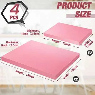 Hanaive Pink Insulation Foam, 12 x 15" and 12 x 7.5" Insulating XPS Foam Board Rectangles Foam Sheet...