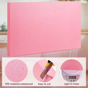 Hanaive Pink Insulation Foam, 12 x 15" and 12 x 7.5" Insulating XPS Foam Board Rectangles Foam Sheets for Art Supplies or Home Improvements Projects Wall Window(4 Pcs,Thickness：1 Inch)