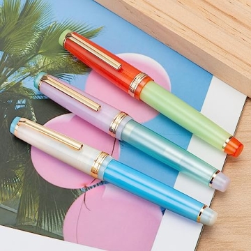 Jinhao 82 Acrylic Fountain Pen Morandi Lake Blue Gold Trim