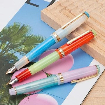 Jinhao 82 Acrylic Fountain Pen Morandi Lake Blue Gold Trim