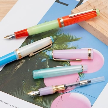 Jinhao 82 Acrylic Fountain Pen Morandi Lake Blue Gold Trim