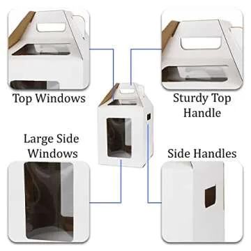 CAKINBOX Tall Cake Boxes with Window and Boards - 4 Pack
