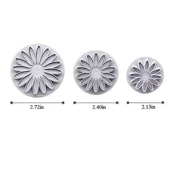INSPEE 3 Pieces Sunflower Fondant Plunger Cutters Sugarcraft Cake Cookie Cutter Decorating Mold Tool...
