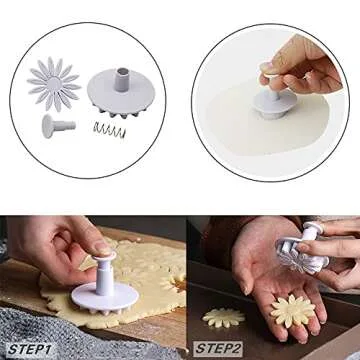INSPEE 3 Pieces Sunflower Fondant Plunger Cutters Sugarcraft Cake Cookie Cutter Decorating Mold Tools