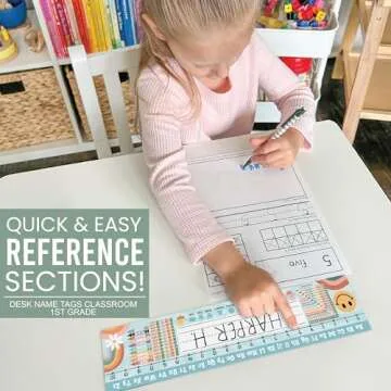 25 Retro Teacher Name Plate for Desk Classroom - Student Desk Name Tags Classroom Kindergarten for Classroom, Number Lines for Students Desk, Name Plate for Desk Kids Name Plates