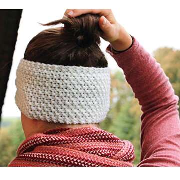 DRESHOW Winter Knit Crochet Turban Headband for Women Warm Bulky Crocheted Headwrap Ear Warmer Winter Accessories