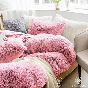 JOYPOINT 3 PC Plush Shaggy Duvet Cover Set Luxury Ultra Soft Crystal Velvet Bedding Sets£¨1 Faux F...