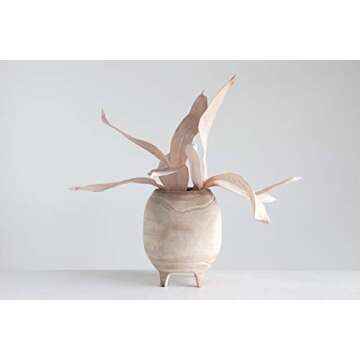 Creative Co-Op 12" H Footed Paulownia Wood (Holds 9" Pot) Planter, Brown