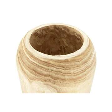 Creative Co-Op 12" H Footed Paulownia Wood (Holds 9" Pot) Planter, Brown