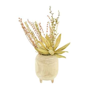 Creative Co-Op 12" H Footed Paulownia Wood (Holds 9" Pot) Planter, Brown