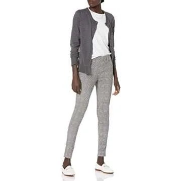 Amazon Essentials Women's Pull-On Knit Jegging (Available in Plus Size), Black Grey Glen Plaid, Small Long