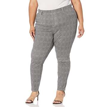 Amazon Essentials Women's Pull-On Knit Jegging (Available in Plus Size), Black Grey Glen Plaid, Small Long
