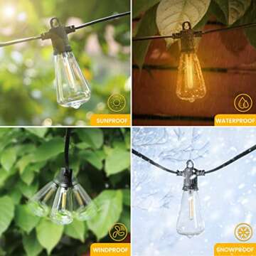 Zuske Outdoor String Lights, 240FT LED Patio Lights with 120+4 ST38 Vintage Edison Shatterproof Bulb...
