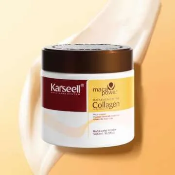 Karseell Collagen Hair Treatment Deep Repair Conditioning All Hair Types 16.90 oz 500ml + Argan Oil Hair Serum for Dry Damaged Hair 50ml