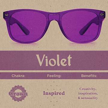 Purple Color Therapy Glasses for Chakra Healing, Chromotherapy, and Mood