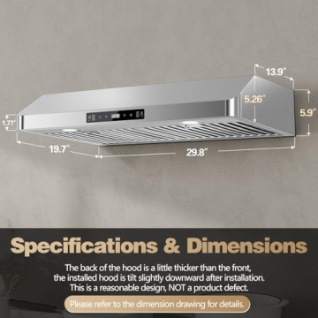 SNDOAS 30" Stainless Steel Range Hood with Remote Control