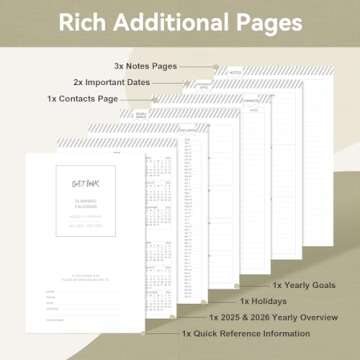 Getink 2025 Linen cover Planner Weekly & Monthly Daily Agenda Book,2025-2026 To Do List Notebook with Colorful Monthly Tabs, Inner Pocket, Elastic Closure, Thick Paper(Beige,5.5 * 8.5)