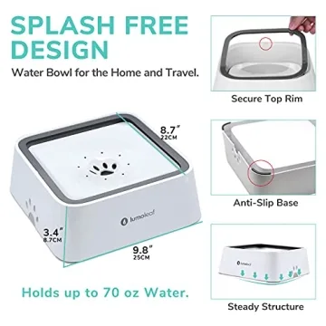 LumoLeaf 70oz No Spill Dog Water Bowl for Pets