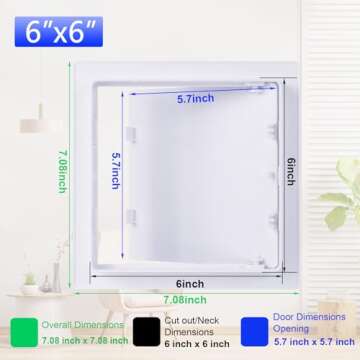 Suteck Plumbing Access Panel for Drywall Ceiling 6 x 6 Inch Reinforced Plastic Wall Access Doors Rem...
