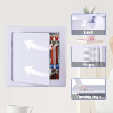 Suteck Plumbing Access Panel for Drywall Ceiling 6 x 6 Inch Reinforced Plastic Wall Access Doors Removable Hinged Panel