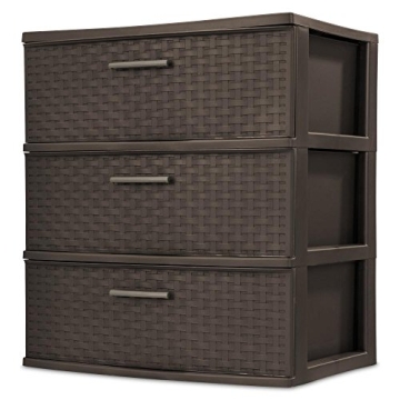 BLOSSOMZ Plastic 3-Drawer Wide Weave Tower for Chic Storage Solutions