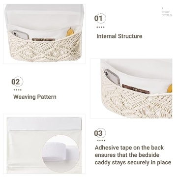 Mkono Boho Bedside Caddy Organizer with 4 Pockets