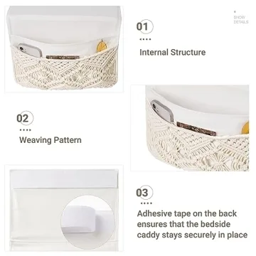 Mkono Boho Bedside Caddy Organizer with 4 Pockets