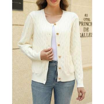 CiCiBird Women's Fall Cable Knit Cardigan Sweater