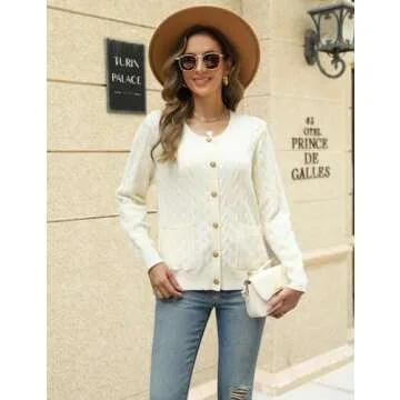 CiCiBird Women's Fall Cable Knit Cardigan Sweater